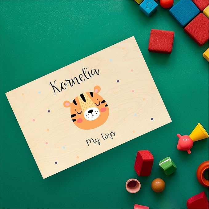 Creative Deco Personalized Wooden Storage Box Baby Memory Box | 11.8 x 7.87 x 5.51 in (+-0.5) | Hinged Lid Handle Engraving | Unpainted Gift Box | Rough UNSANDED Keepsake Souvenir Chest