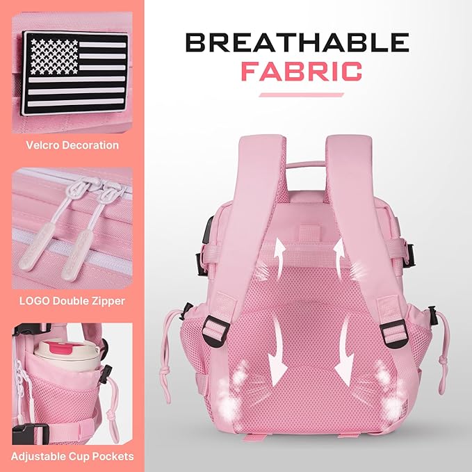 Boomistry 15L Mini Tactical Backpack Small Tactical Backpack for Women Military Backpack for Gym Hiking Daily (Pink-15L)