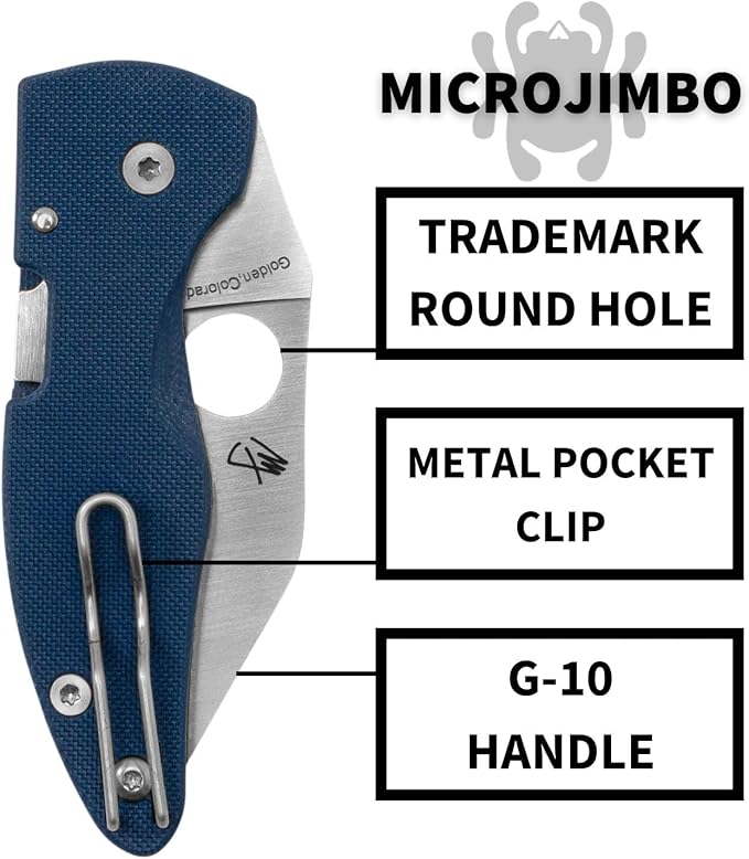 Blue G-10 Wharncliffe Spyderco MicroJimbo