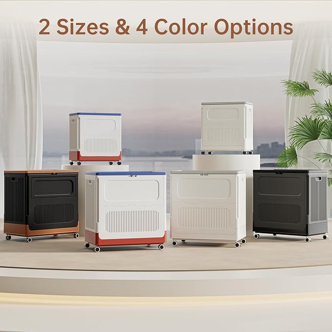 HAIXIN Large Storage Bin with Lid - 130QT Flip-top Storage Container with Wheels 32.5 Gallon Storage Chest Stackable Retro-style Organizer for Closet Bedroom Dorm Black and Brown