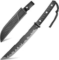 Gtkii GTK38 Fixed Blade Knife DC53 Steel Blade Full Tang Nylon Fiberglass Handle Samurai Style Fix Knifes for Outdoor Camping Hunting Collection with Leather Sheath(Black)