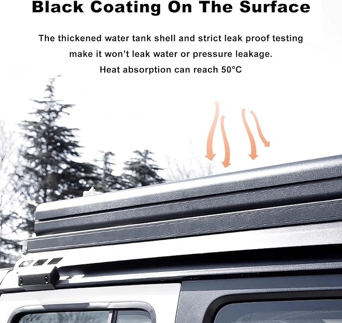 Pressurized Water Tank Portable Vehicle Water Storage Tank for Camping Overland Beach Roof Rack Mount 2bar Pressure