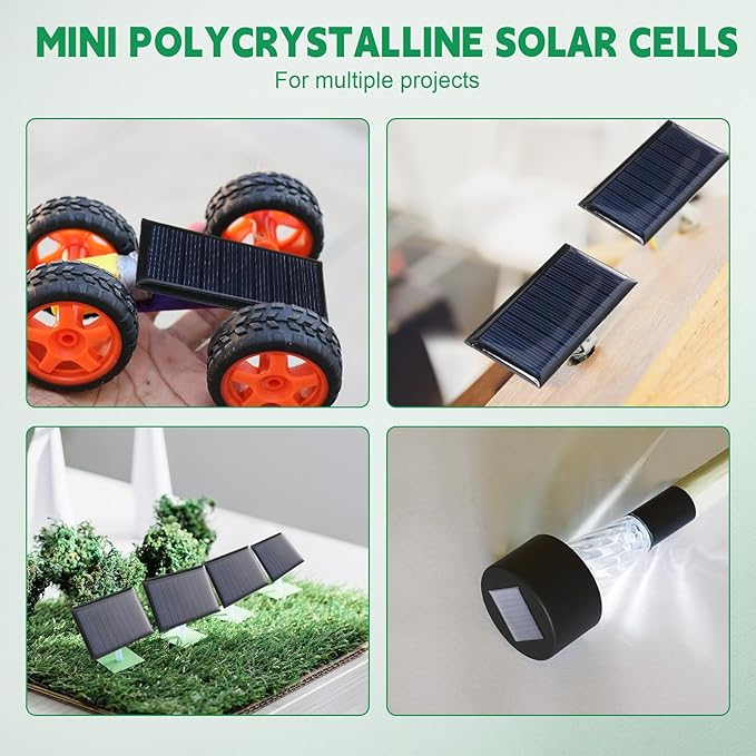 Retisee 30 Pcs Small Solar Panels Mini Polycrystalline Solar Cells 5v 60ma Epoxy Plate Photovoltaic Cells Charger Module with 10 cm Cable for Battery Charger DIY System 68 x 37 mm