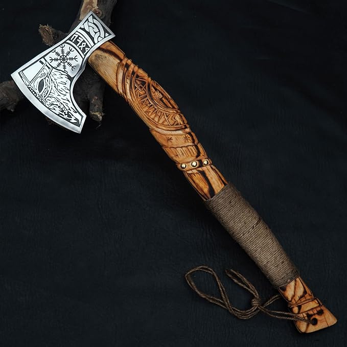 New Addition Custom Handmade Forged Damascus Steel Axe | Hand Forged Axe |with Pure Leather Sheath