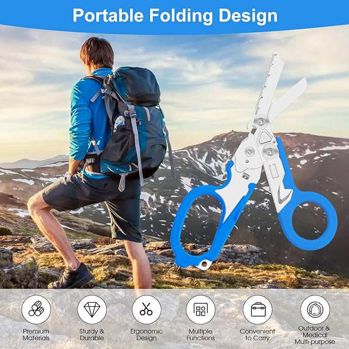 6in1 trauma shears - emergency responders outdoor emergencies scissor medical staff and outdoor camping scissors ttrauma scissors(blue)