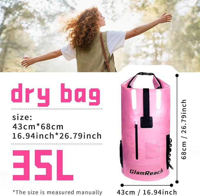 35L Dry Bag Heavy Duty waterproof backpack for Women wear-resistant material for kayaking Hiking Travel Camping essentials Survival &amp Beach with 2L dry bag