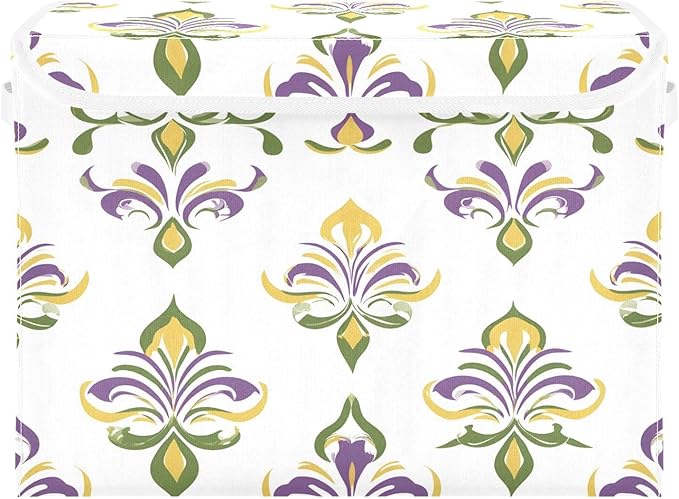 Graffiti Mardi Gras Logo Pattern Foldable Storage Baskets Fabric Boxes with Handle Organizers with Flip-Top Lids Storage Bins for Home Bedroom Office