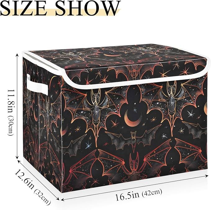 senya Halloween Baskets Collapsible Storage Bins with Lids Goth Bat Star Storage Boxes Clothes Baskets for Organizing B06D22020