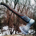 Viking Axe | 17 Carbon Steel Throwing Hatchet with Ash Wood Handle &amp Leather Sheath | Etched Norse Design Functional &amp Collectible Gift (WCA-01)