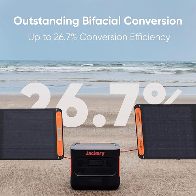 Jackery SolarSaga 200W Portable Solar PanelIP68 Foldable Bifacial Solar PanelsCompatible with Jackery Explorer Power Station and Solar Generatorfor Rooftops Outdoor Camping Off-Grid and RVs