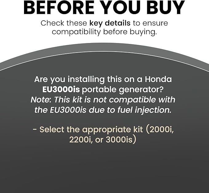 Hutch Mountain Generator Propane Conversion Kit Honda EU3000is- Tri-Fuel Conversion for Propane Gasoline &amp Natural Gas - Portable Generator Backup Kit for Home Emergencies Camping and RVs