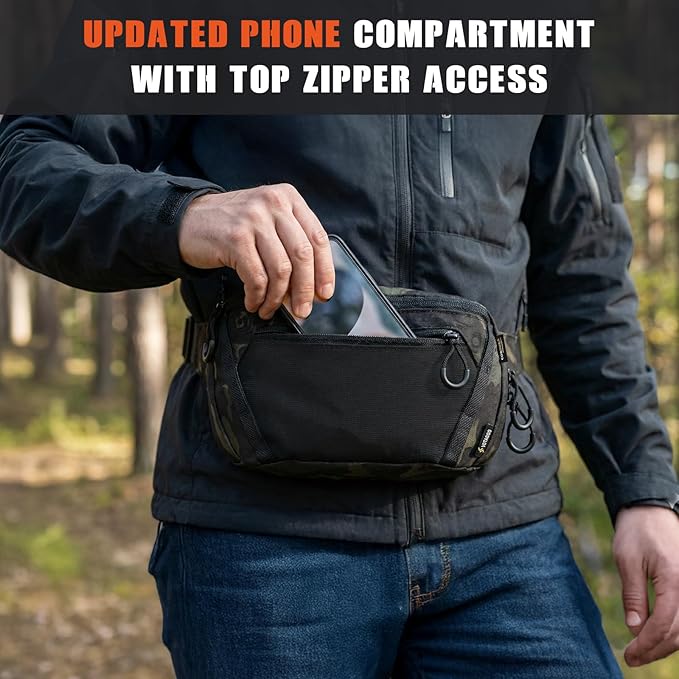Tactical CCW Fanny Bag Concealed Carry Fanny Pack w/Adjustable Waist Belt Tactical Waist Bag Handgun Pouch with Universal Pistol Holster Everyday Hip Pack (Multicam Black)