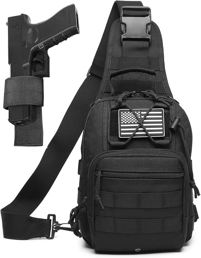 ATBP Small Tactical Sling Bag for Men with Holster Military EDC Shoulder Bag CCW Crossbody Bag 7 Liters