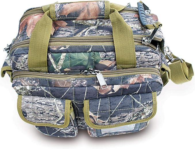 Explorer ® 8 Pistol Tactical Range Go Bag Assault Gear Hiking EDC Camera Bag MOLLE Modular Deployment Compact Utility Military Surplus Gear (Mossy Oak Khaki Trim)