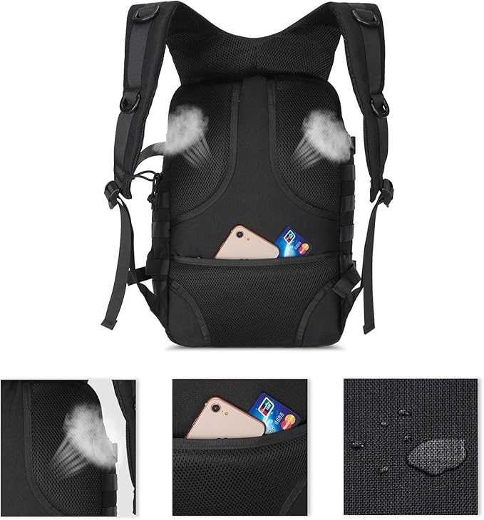 MOSISO 30L Military Tactical Backpack for Men Army Backpack Military Daypack 3 Day Assault Pack Hiking Rucksack Bug Out Bag Black