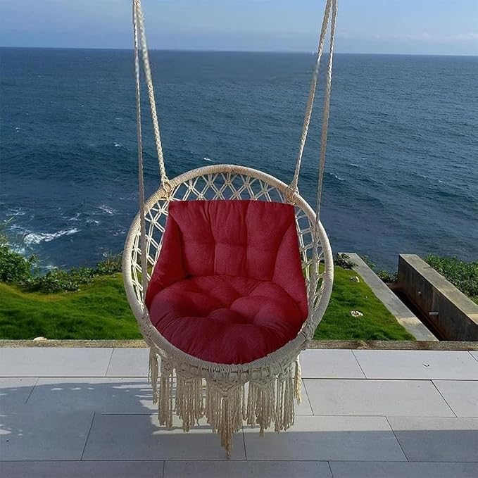 Swing Egg Chair Cushion Hanging Basket Cushion Single Person Detachable and Washable Swing Cushion Hanging Basket Rattan Chair Lounge Chair Cushion(E)
