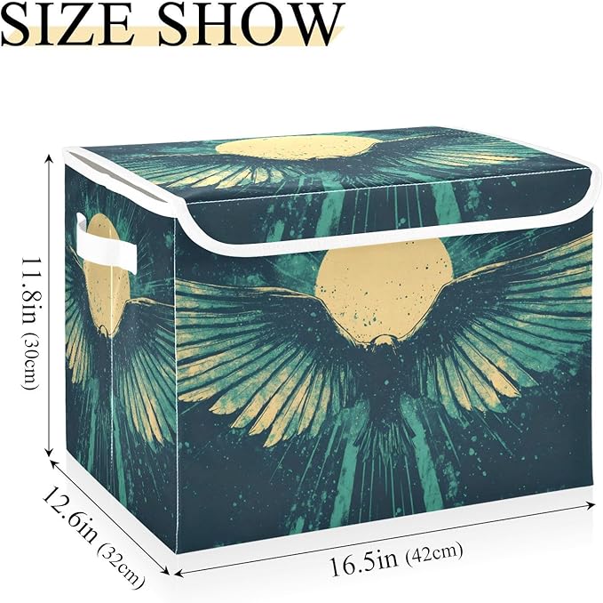 Storage Cube with Lid Elegant Wings Print 16.5×12.6×11.8 IN Collapsible Large Capacity Foldable Storage Basket Bin Organizer