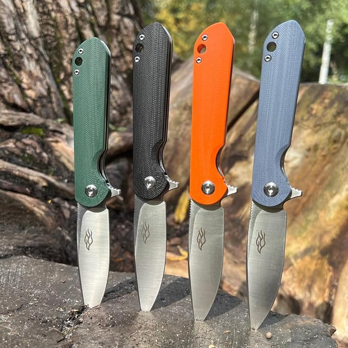 Firebird GANZO FH41S-GY Pocket Folding Knife D2 Steel Blade G10 Anti-Slip Handle with Clip Fishing Hunting Camping Outdoor Flipper EDC Pocket Knife Best Gift for Men and Women (Grey)