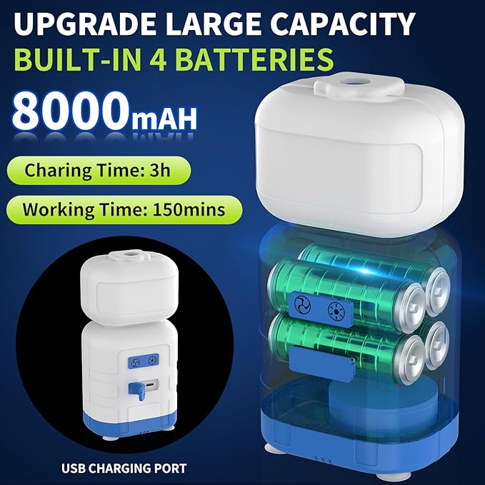Portable Shower For CampingUpgraded 8000mah Rechargeable Camping Shower With Lighting IPX7 Waterproof Camp Shower For Outdoor Lighting Car Washing Flower Watering Pet Cleaning