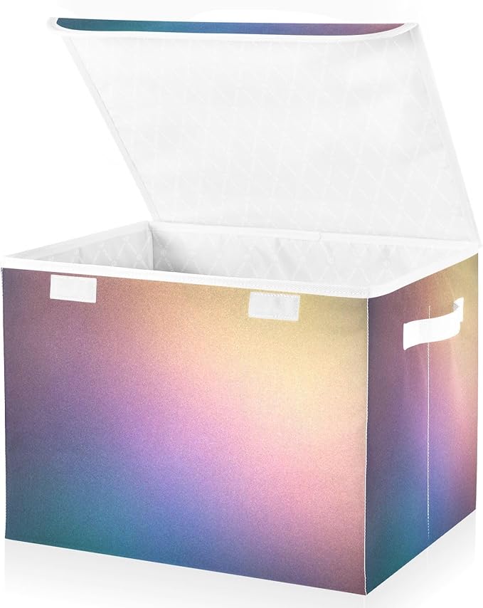 Blue Peach Lilac Yellow Gradient Storage Bin with Lid Stackable Home Storage Boxes for Closet for Dorm Room Office Basket