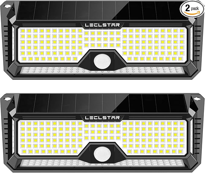 Solar Outdoor Lights - 4000Lm 268 LED Motion Sensor Lights Outdoor IP65 Waterproof Led Security Lights Bright Solar Wireless Flood Wall Lights with 3 Optional Modes and 4 Wide Angle (2 Pack)