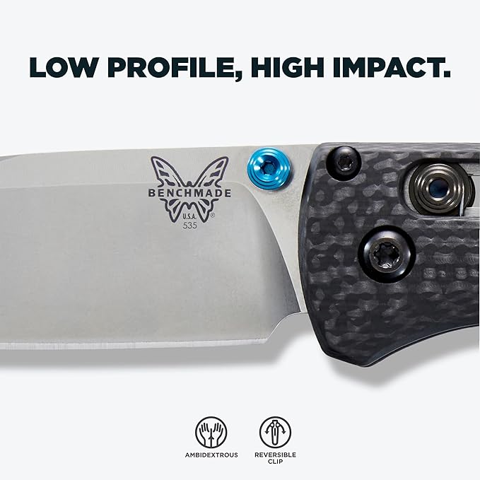 Benchmade - Bugout Outdoor EDC Folding Knife Slim Lightweight Drop-Point Blade Carbon Fiber (535-3)