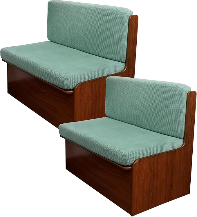 KRFOONN RV Dinette Cushion Covers Stretch Camper Cushions Cover Replacement Couch Cushion Slipcovers Washable Loveseat Slipcovers for Travel Trailer Couch (2 Backrest Cover &amp 2 Bench Cover Green)