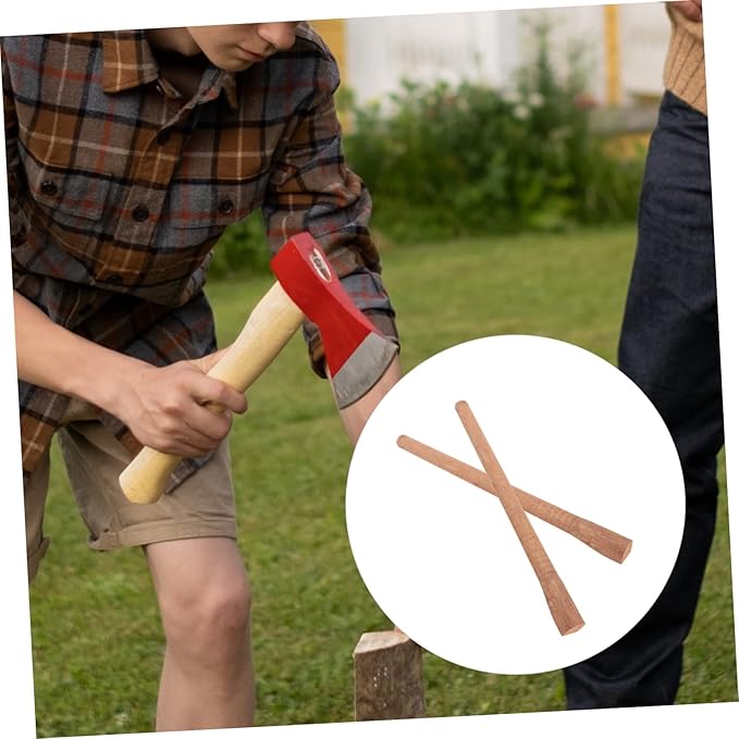 2pcs Wooden Axe Handle Replacement for Camping Woodworking Ax Handle Comfortable Grip Sturdy