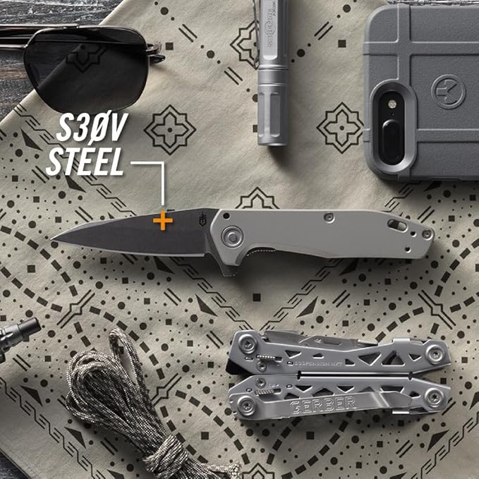 Gerber Gear Fastball - Slim Lightweight Folding Knife with Lock Release - Pocket Knife with 3-Position Clip - EDC Gear - 3 - Made in USA - Urban Grey