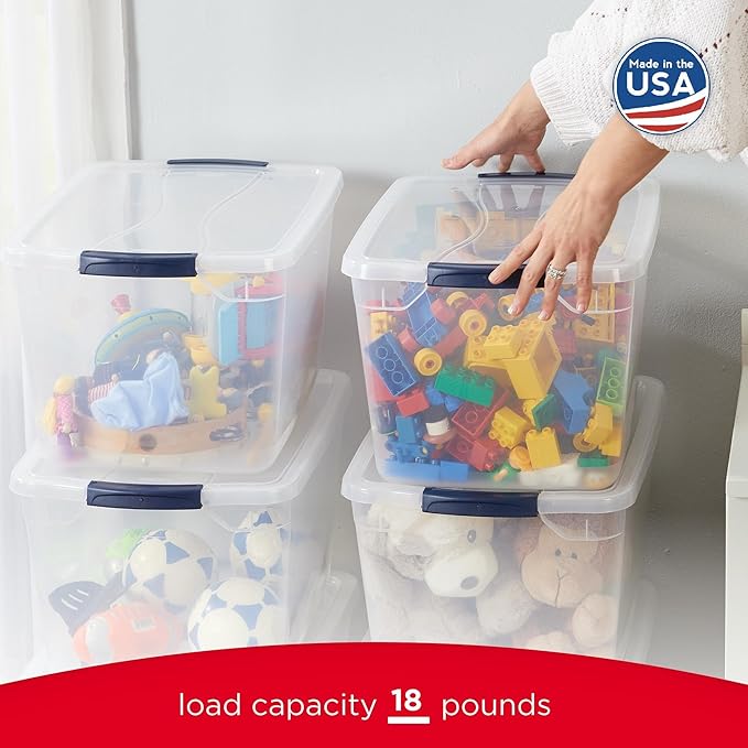 Rubbermaid Cleverstore Clear 32 Qt 6 Pack Stackable Plastic Storage Bins with Lids Great for Closet and Laundry Storage Organizing in the Home