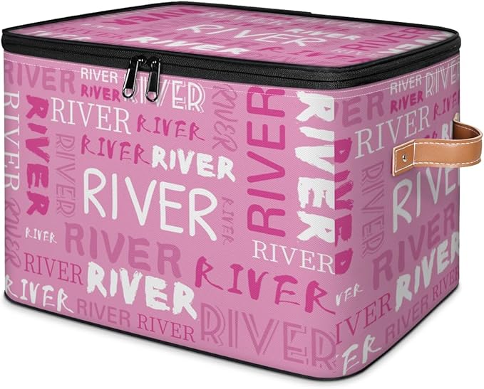 Custom Storage Bins with Zipper Lid Personalized Pink Fabric Lidded Storage Baskets Boxes Foldable Cubes Clothes Organizer Container