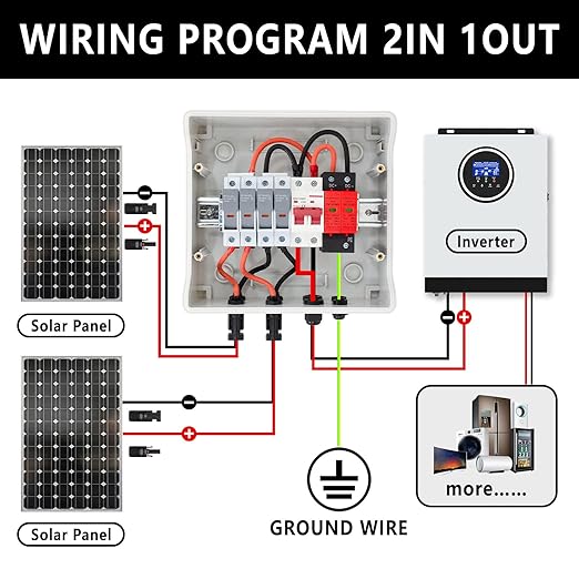 DC600V Solar Combiner Box IP65 2-In-1-Out 32A Circuit Breaker with Surge Protector&amp Fuse PV Combiner Box IP65 Waterproof Enclosure for Solar Panel Systems
