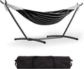 GarveeLife Double 2 Person Hammock Indoor Outdoor Standing Hammock with Space Saving Steel Stand Carry Bag 450 LBS Weight Capacity Suitable for Garden Camping Beach Onyx