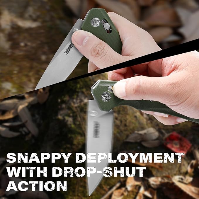 Axis Lock Folding Pocket Knife with Clip 3.44 8Cr13MoV Steel Drop Point Blade and G10 Handle Crossbar Lock Knives for Men Women Camping Hiking Survival Pocketknife
