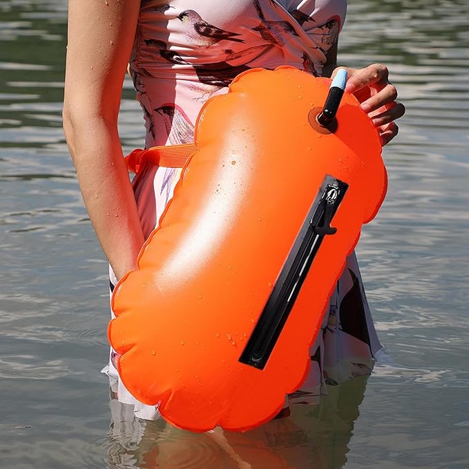 Swim Buoy for Open Water 20L High-Visibility Swim Safety Float Waterproof Dry Bag Pool Buoy Swim Training Snorkel Float Swimming Pull Buoy for Swim Training Snorkeling Kayaking