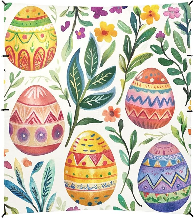 ALAZA Egg Happy Watercolor Easter Spring Leave Beach Tent Sun Shelter Portable Canopy Sunshade for Outdoor Camping Picnics Backyard Fun 10x9 ft