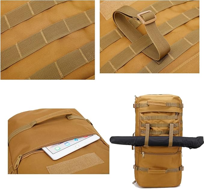 Travel Backpack 60L Hiking Bag 3 Way Day pack Extra Large 3~7 Day Bug Out Molle Survival Rucksack