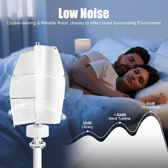 100W Vertical Axis Wind Turbine Generator Permanent Magnet Generator with Intelligent Controller Low Noise Helical Design Windmill for Home Boats Street Lighting