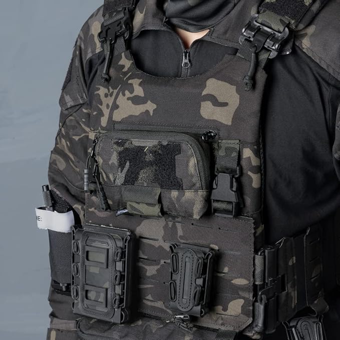 Tactical MOLLE Admin Panel Pouch Small Chest Pouch for Tactical Bag JPC2.0 AVS CPC with MOLLE System 500D Nylon