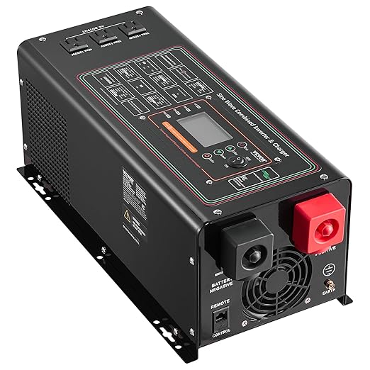 VEVOR Pure Sine Wave Inverter Charger 3000 Watt DC 24V to AC 120V Power Inverter with LCD Display Remote Control Solar Inverter for Off-Grid Solar RV Boat Home Compatible with Various Batteries