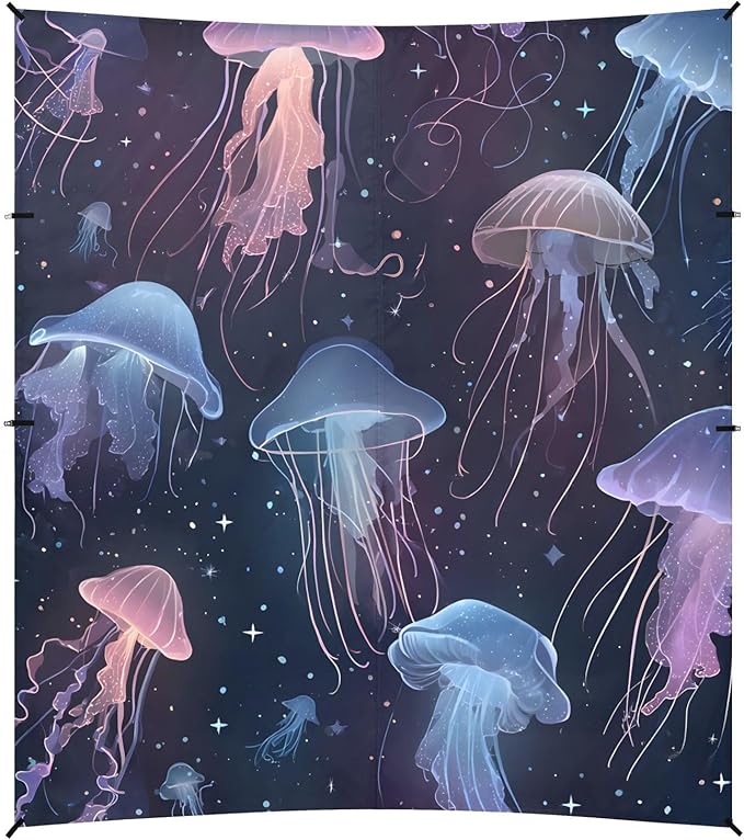 ALAZA Beautiful Jellyfish Pattern Beach Tent Sun Shelter Portable Canopy Sunshade for Outdoor Camping Picnics Backyard Fun 10x9 ft