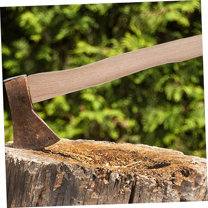 VICASKY 1Set Wooden Hatchet Handle Replacement Ash with Wedges Skid Grip for Easy Installation for Woodworkers and Outdoor Camping Tasks