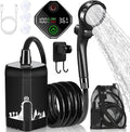 MIAOKE Upgrade Portable Camping Shower 7800mAh Outdoor Electric Shower Rechargeable Pump with Intelligent Digital Display Temperature Display Shower Head for Camping Hiking Traveling