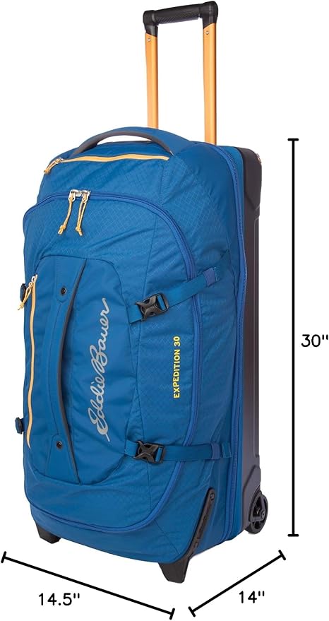 Eddie Bauer Expedition Rolling Duffel Bag with Wheels | Travel | Check-In | Luggage | Rugged | Durable - True Blue 30