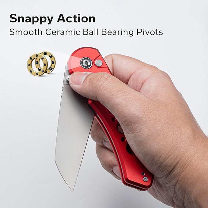 CIVIVI Pragma Prime Pocket Knife for EDC 3.49 14C28N Blade Aluminum Handle with Reversible Clip Camping Hiking Folding Knife for Men Women C24067-2 Red