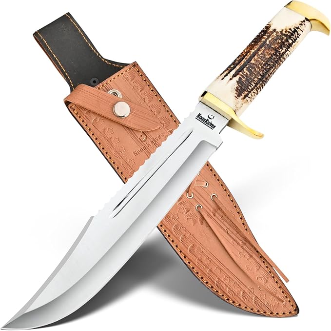 15.5 Hand Made carbon Steel hand forged blade Collectible Bowie Knife Handle Brass clip with (stag horn) (01 stag)