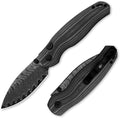 Kizer Phoca BD Pocket Knife 2.95 Drop Point Damascus Blade Folding Knives with Black Norplex UltreX™ Micarta Handle Thumb Stud EDC Knife for Men Women V3781BDA3