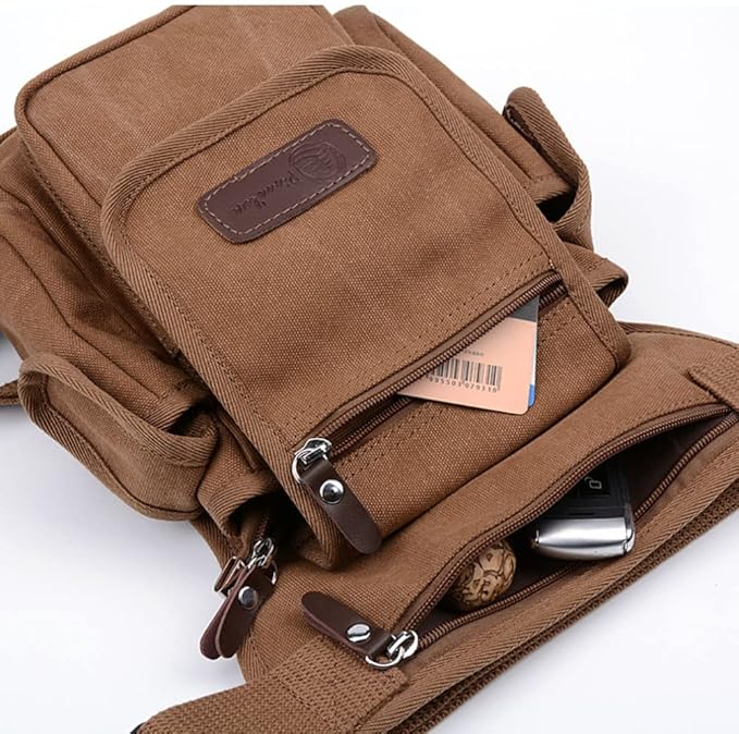 Motorcycle leg bag Drop Leg Bag Men Canvas Waist Drop Leg Bag Messenger Shoulder Fanny Pack Cross Body Thigh Hip Bum Belt for Travel Motorcycle Riding(Green)