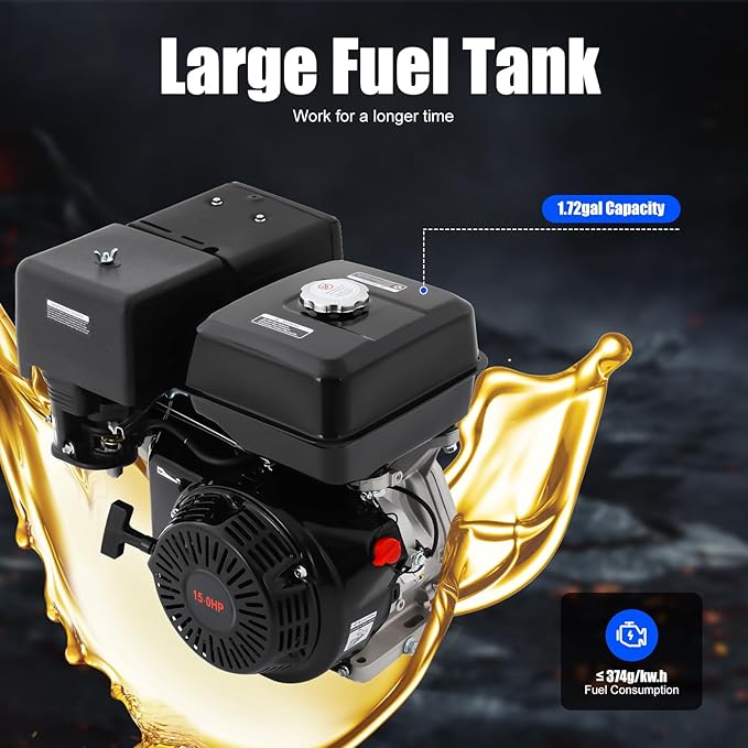 Gasoline Engine 420CC Gasline Powered Engine 15Hp Go Kart Motor Single Cylinder 4 Stroke OHV Hand Pull Start Multi-Use Motor Fuel Consumption Rate ≤374g/Kw. H