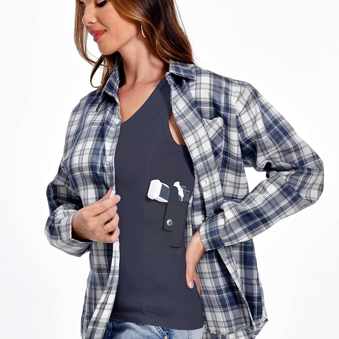 Concealed Carry Holster Tank Top - Everyday Conceal Carry Tactical Compression Bottom Shirts - Fits Small Compact Equipment